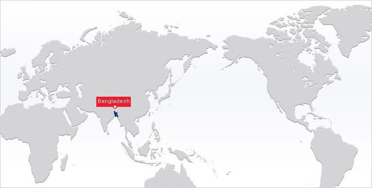 World map showing Bangladesh