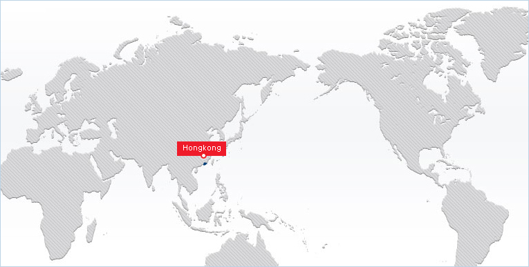 World map showing Hongkong