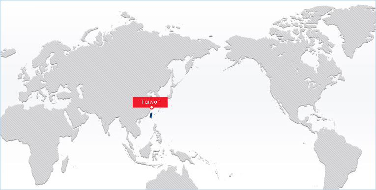 World map showing Taiwan