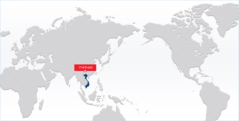 World map showing Vietnam